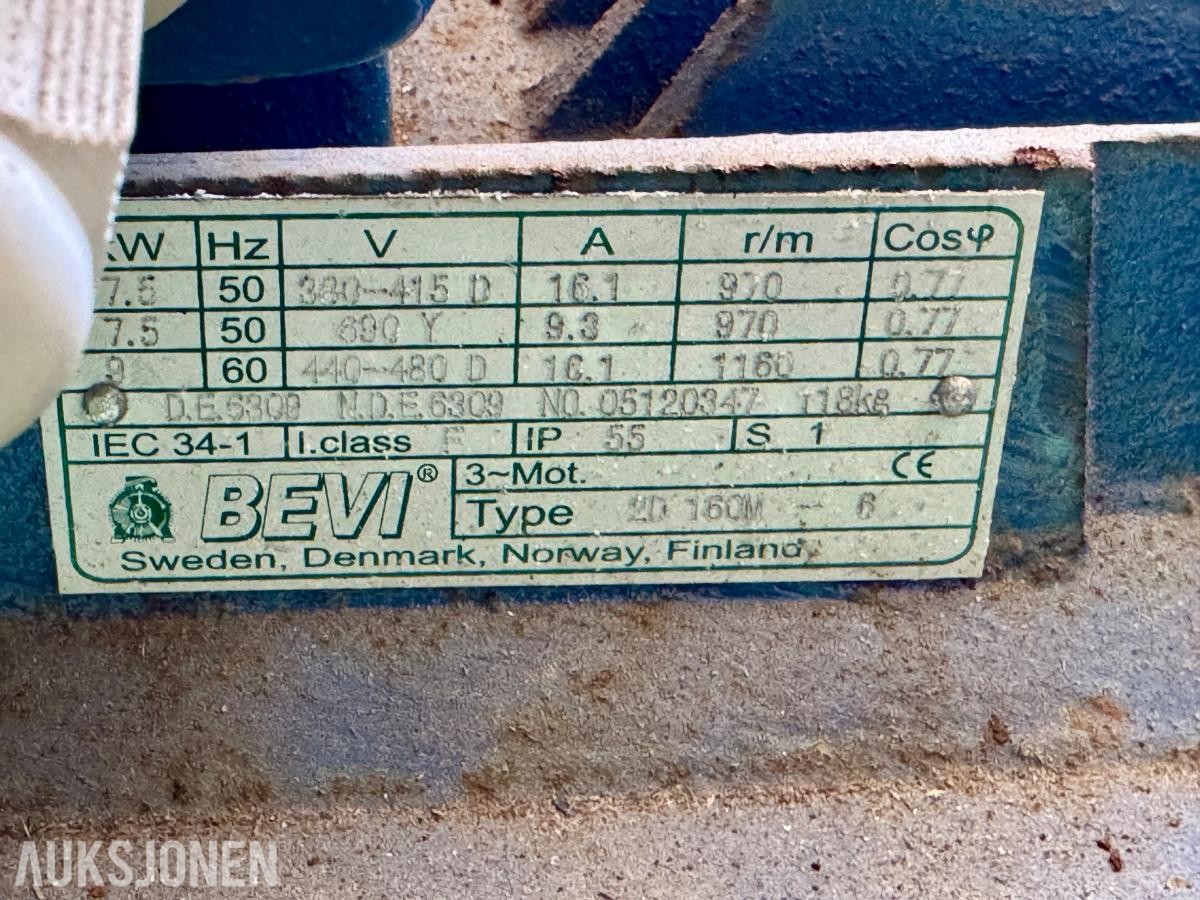 BEVI 3-faset elektromotor med flens og aksel.