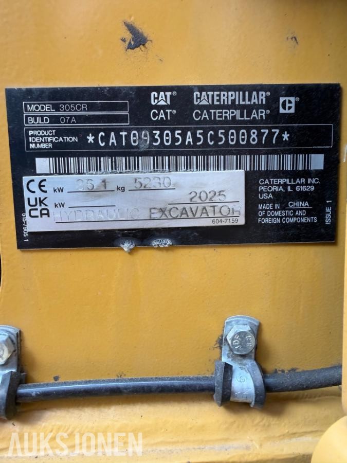 2025 Cat 305 CR Gravemaskin med Rototilt og 2 skuffer