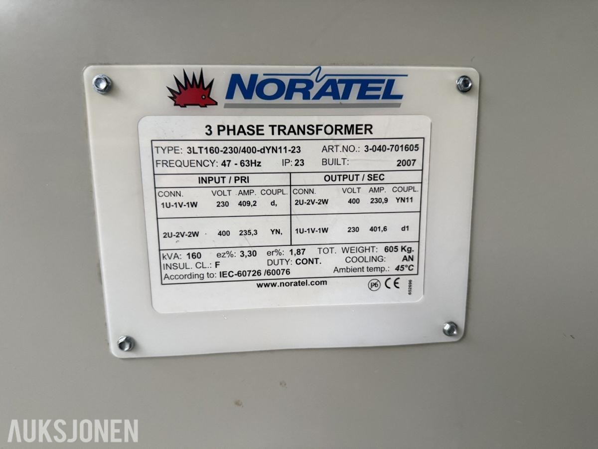 2007 3-Fas Transformator 160 KVA Noratel