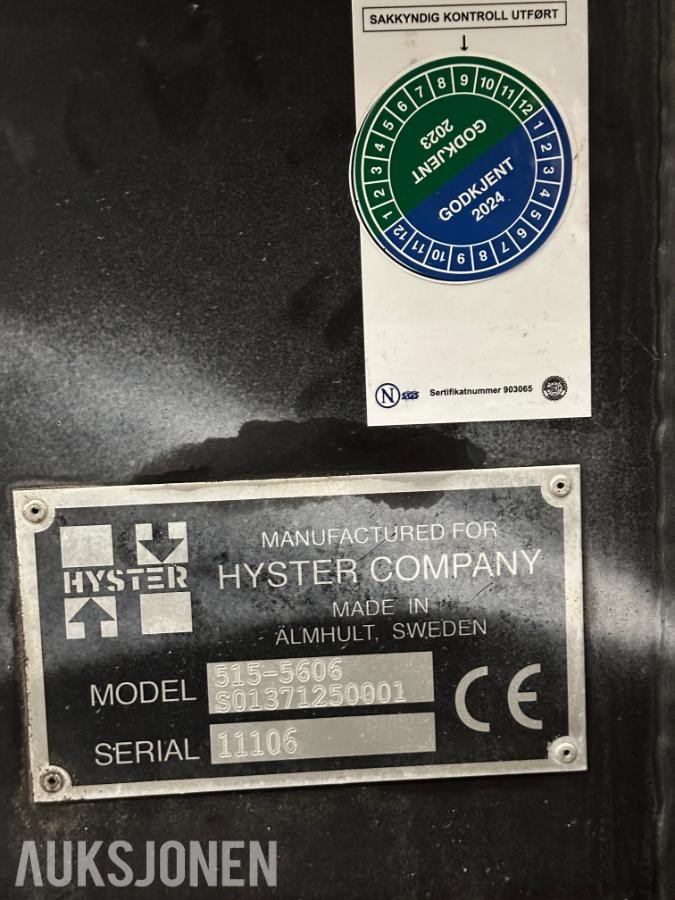 2008 Hyster H20.00F Diesel Gaffeltruck med Container-åk