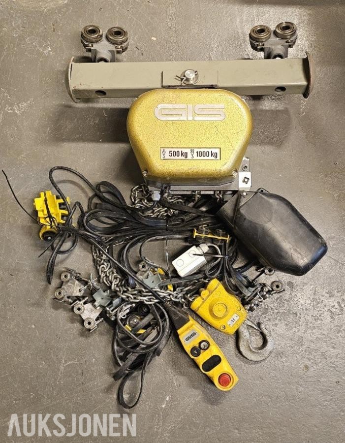 1999 GIS EM100/-N kjettingtalje med skinner 1 tonn