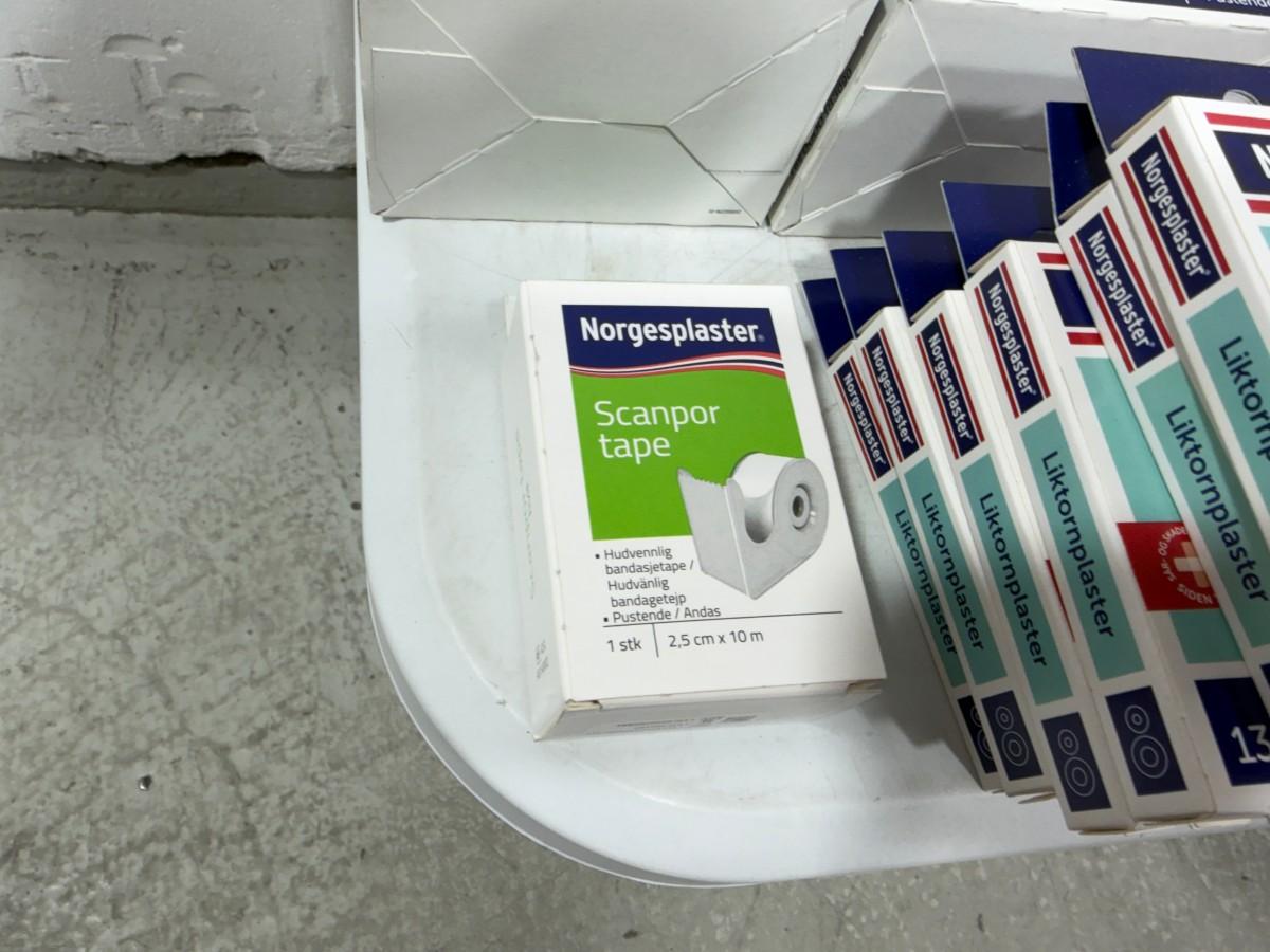 Stort parti med plaster, bandasjer og sårpleieprodukter fra Norgesplaster, 3M Nexcare, Mölnlycke m.fl.