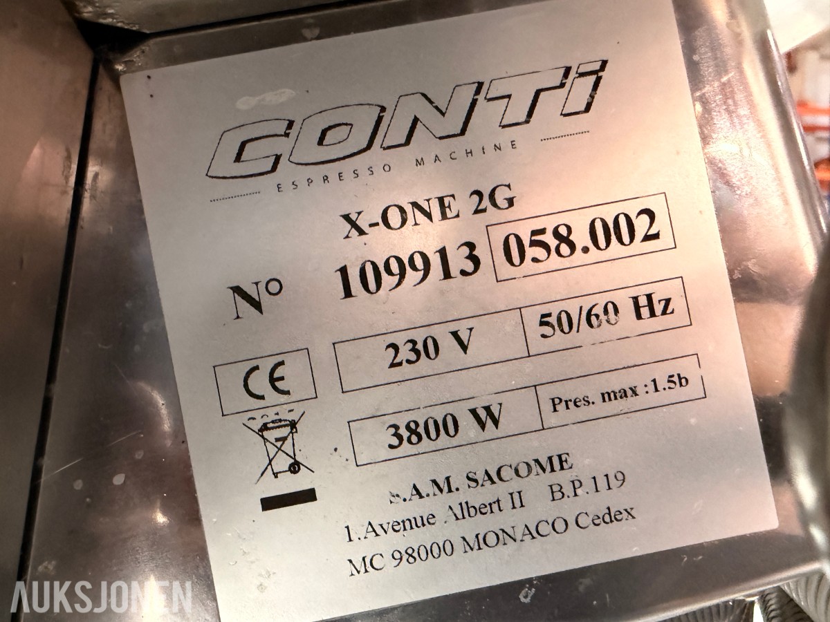 Conti X-One 2G espressomaskin & Quality Espresso Q9 kaffekvern