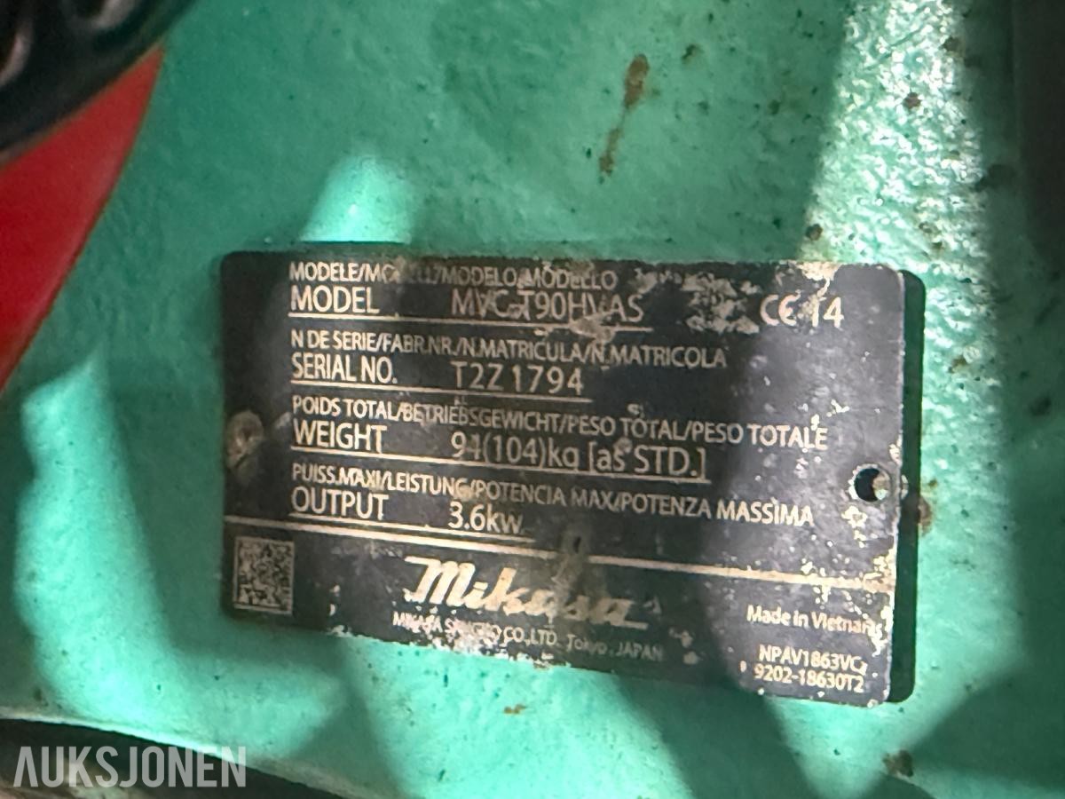Mikasa MVC-T90H VAS vibroplate, Honda GX160 motor