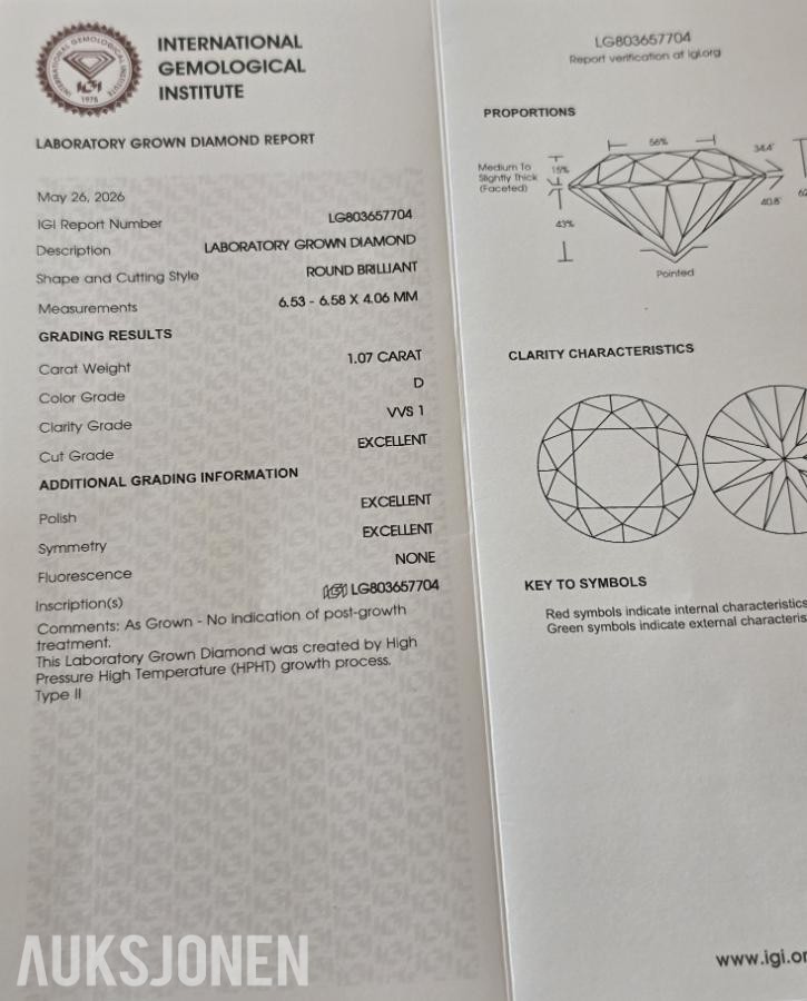 Matchet par: 2,14CT Lab-diamanter - D/VVS1 - Triple Excellent.