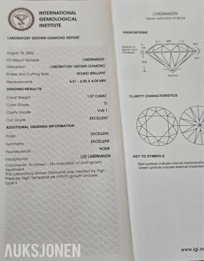 Matchet par: 2,14CT Lab-diamanter - D/VVS1 - Triple Excellent.