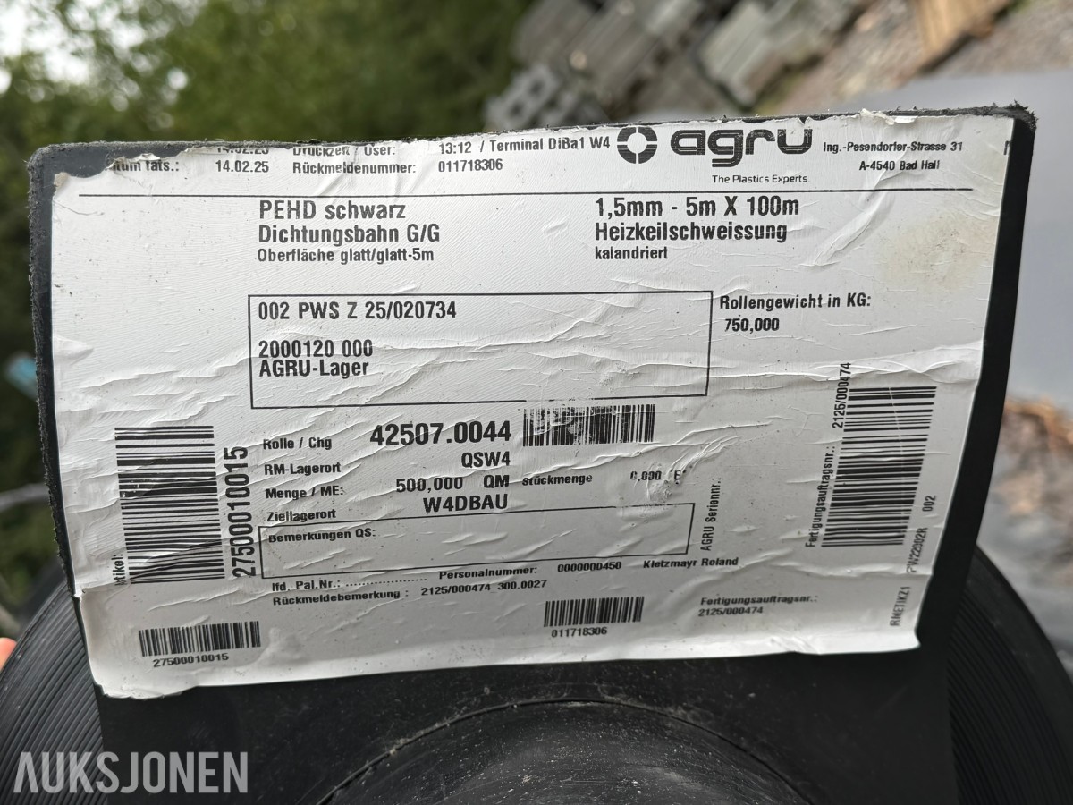 AGRU PEHD Tetningsduk 1,5 mm