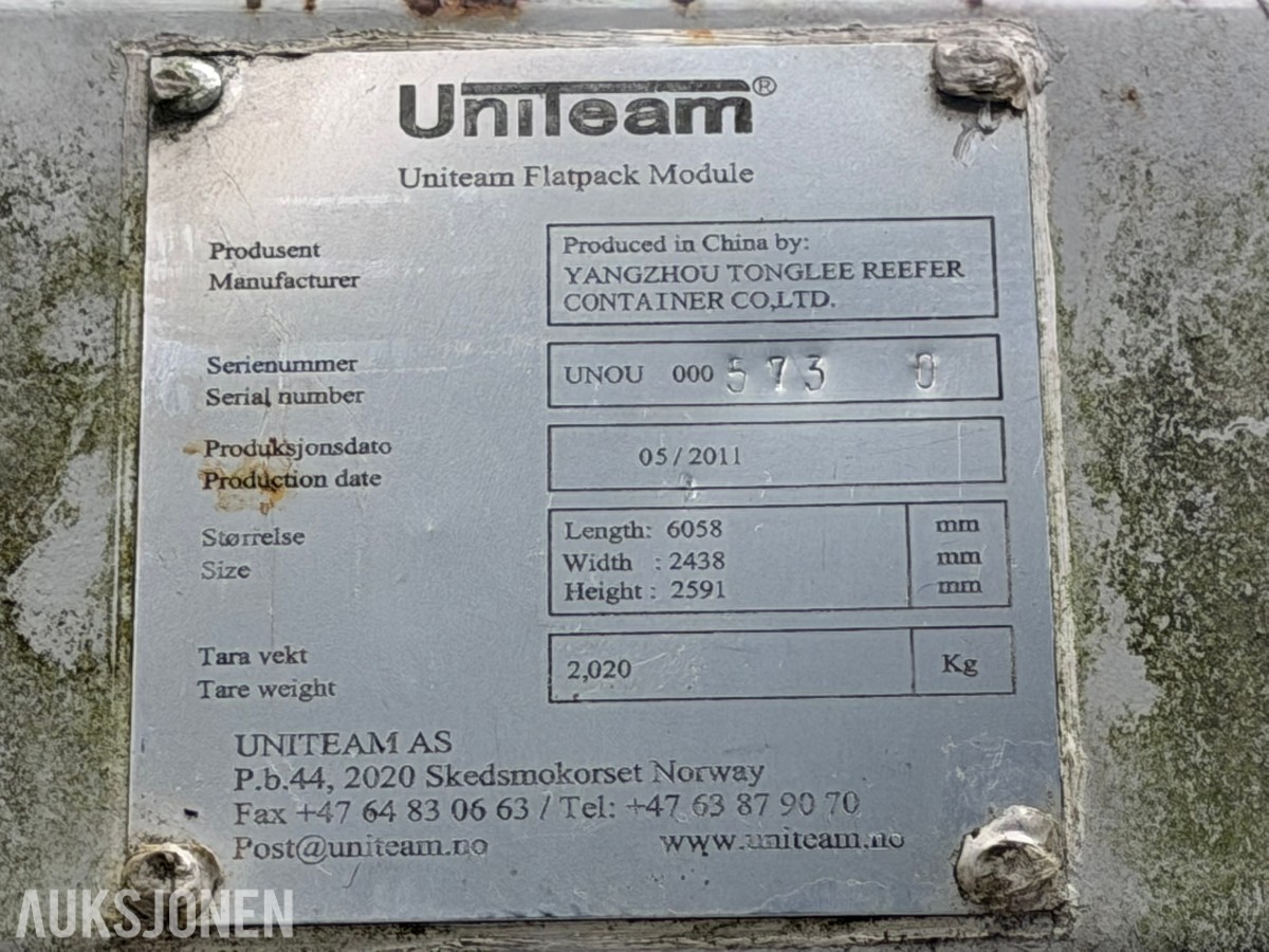 Uniteam Mannskapscontainer/kontor modul 20 fot