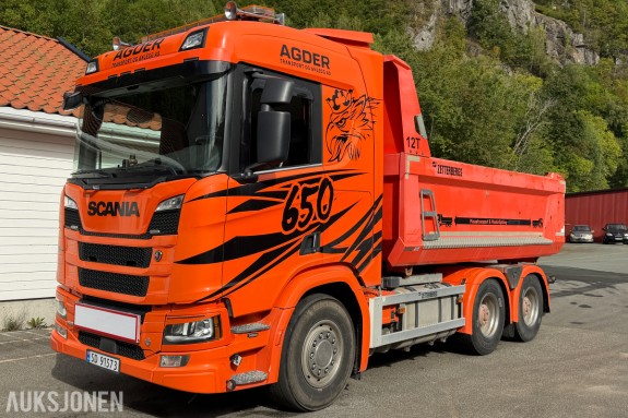 2019 Scania R 650 kombi tippbil - avtakbar Zetterbergs tippkasse - svingskive - VBG/NATO