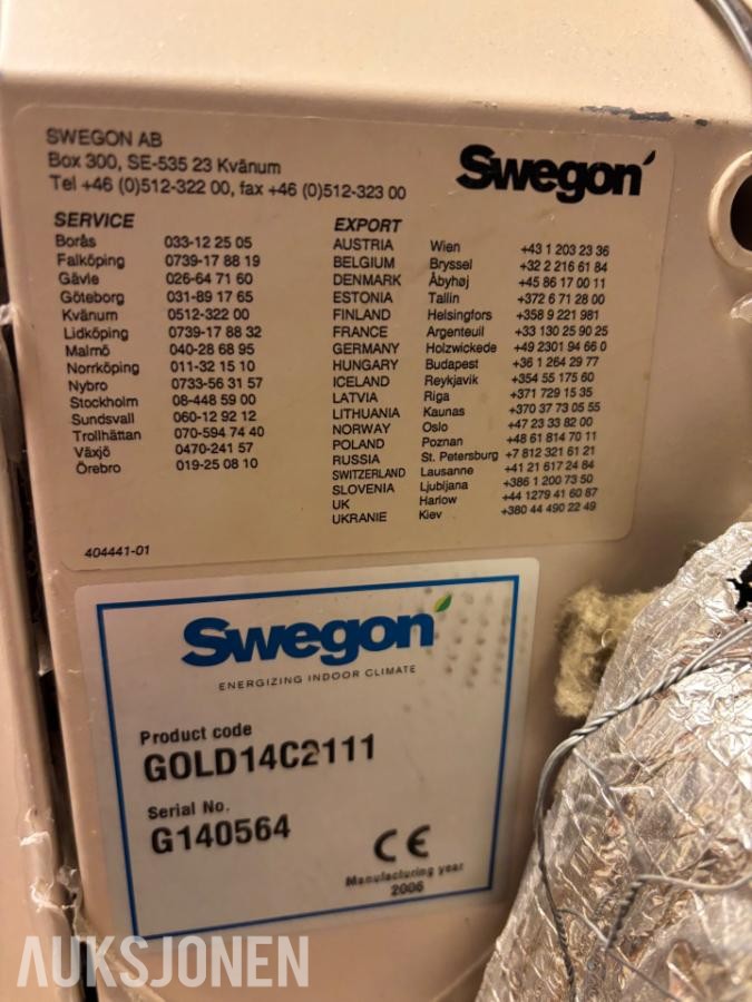 2006 Ventilasjonsalegg - Swegon Gold14C2111