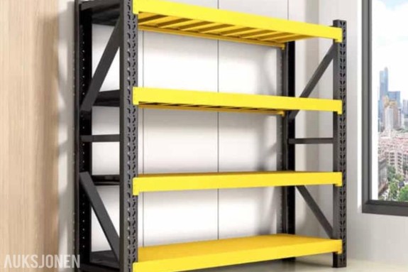4stk 150x60x200-1200kg komplette lager reoler! Helt nye! Garasjereoler! Sort + gul