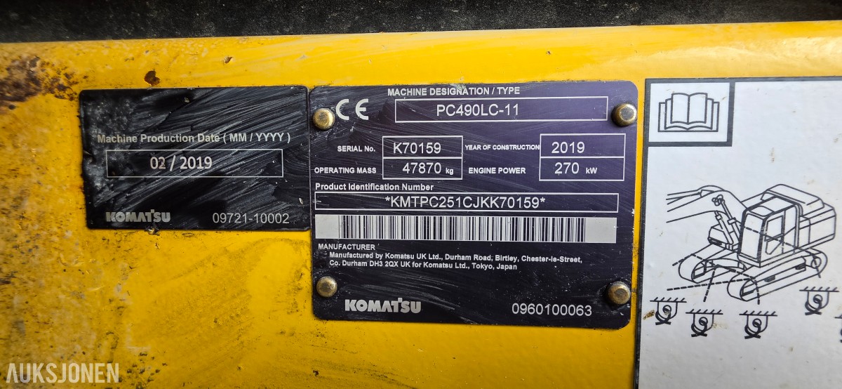 2019 Komatsu PC490LC-11 Beltegraver, 9128 t, pigghammer, ripper, 2 skuffer