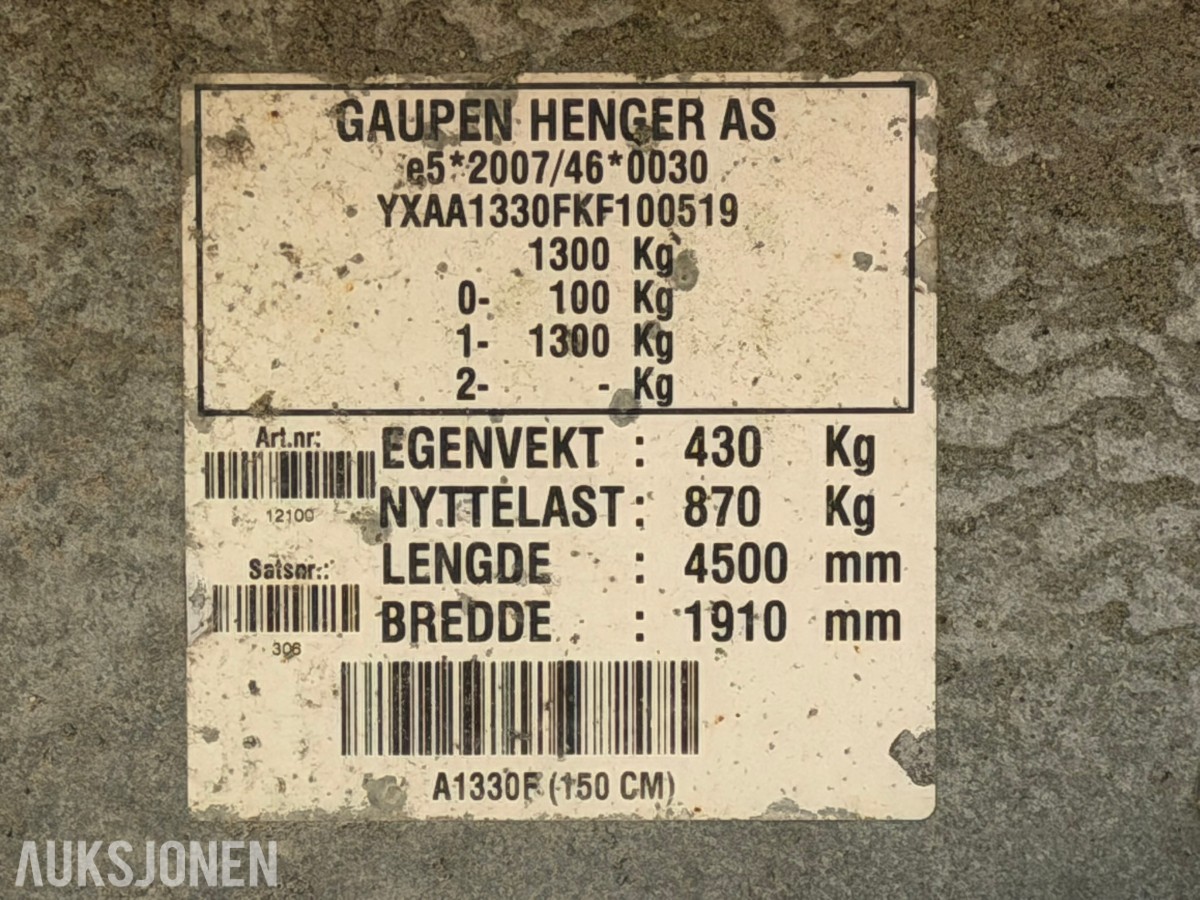 2019 Gaupen A1330F -150 cm Skaphenger