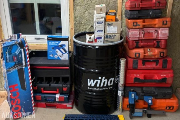 Verktøyparti Hilti, Bosch, Paslode, Bostitch, Haubold og Alfra Hilti, Bosch, Paslode, Bostitch, Haubold og Alfra, Milwaukee, Bessey