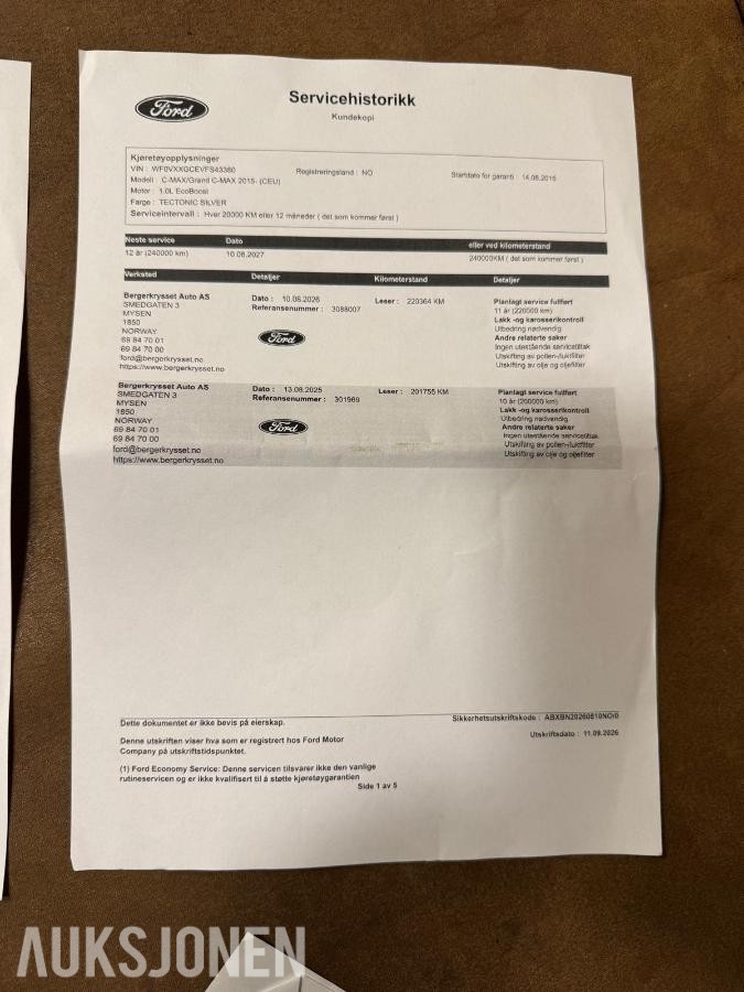 2015 FORD C-MAX 1.0 125HK PANORAMA KAMERA HENGERFESTE