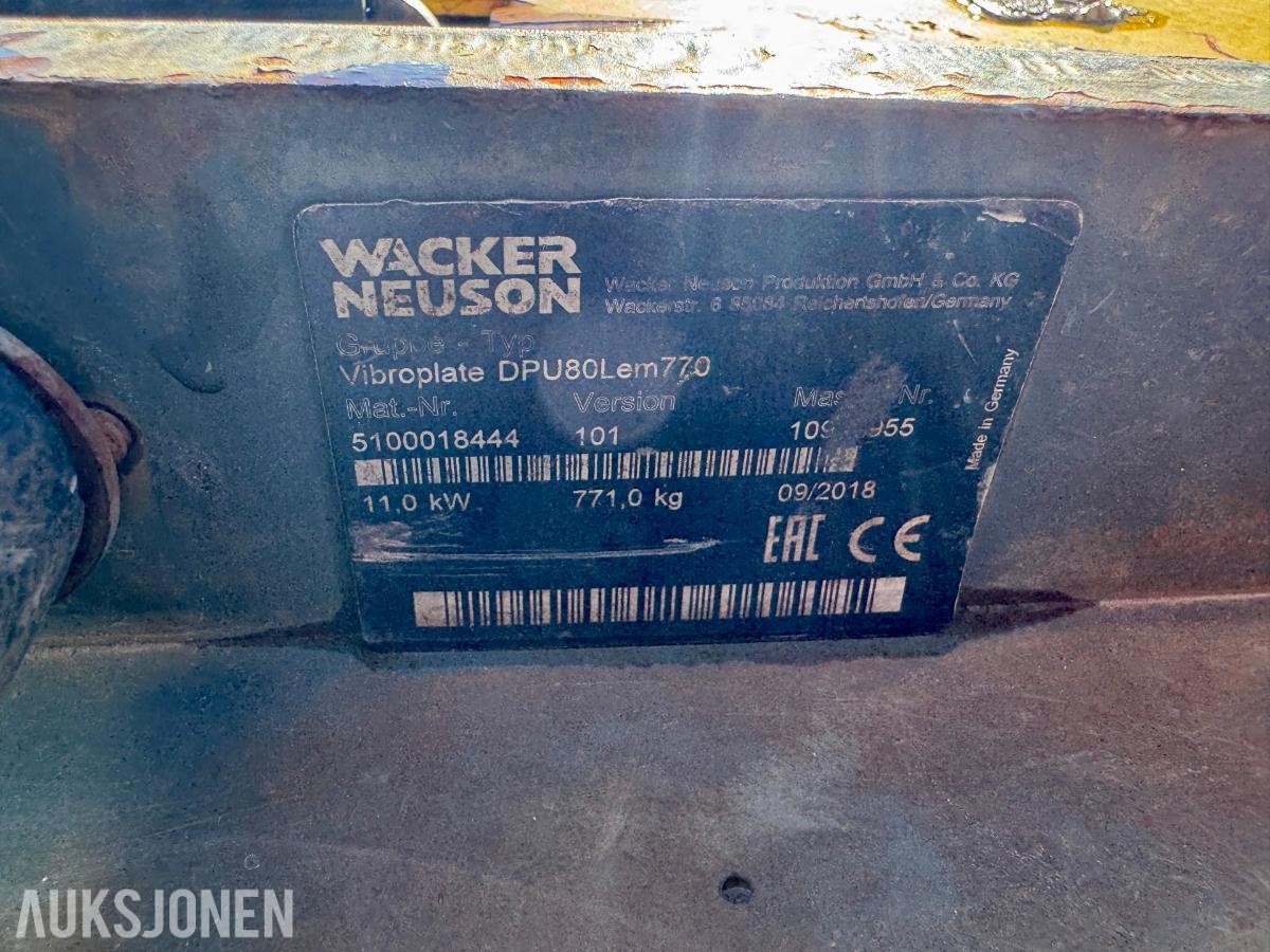 2018 Wacker Neuson DPU80Lem770 Vibroplate - Hoppetusse