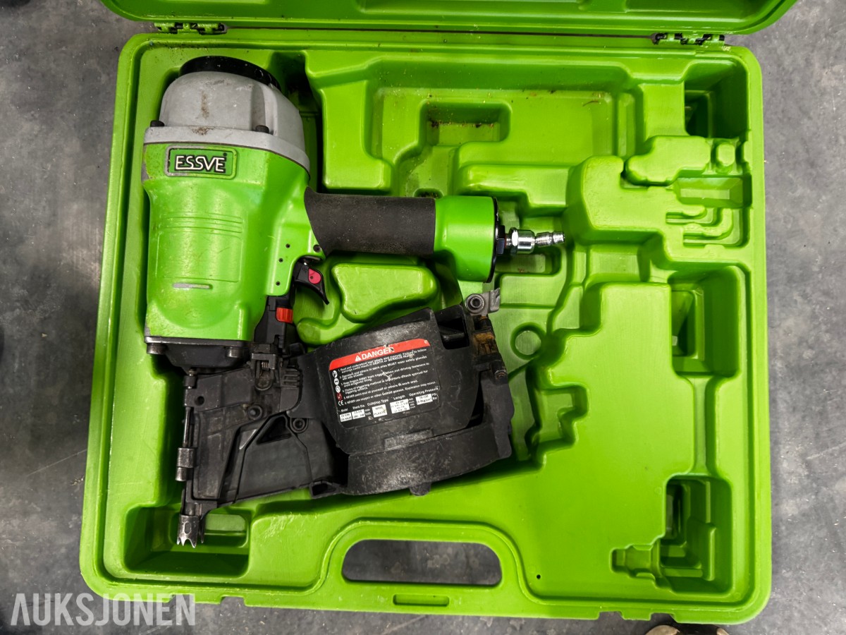 Verktøypakke kompressor, slange, spikerpistoler, laser