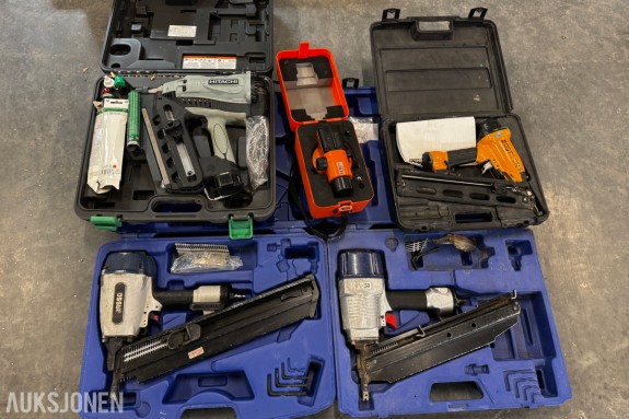 Verktøypakke Scanlaser, spikerpistoler på batteri og luft
