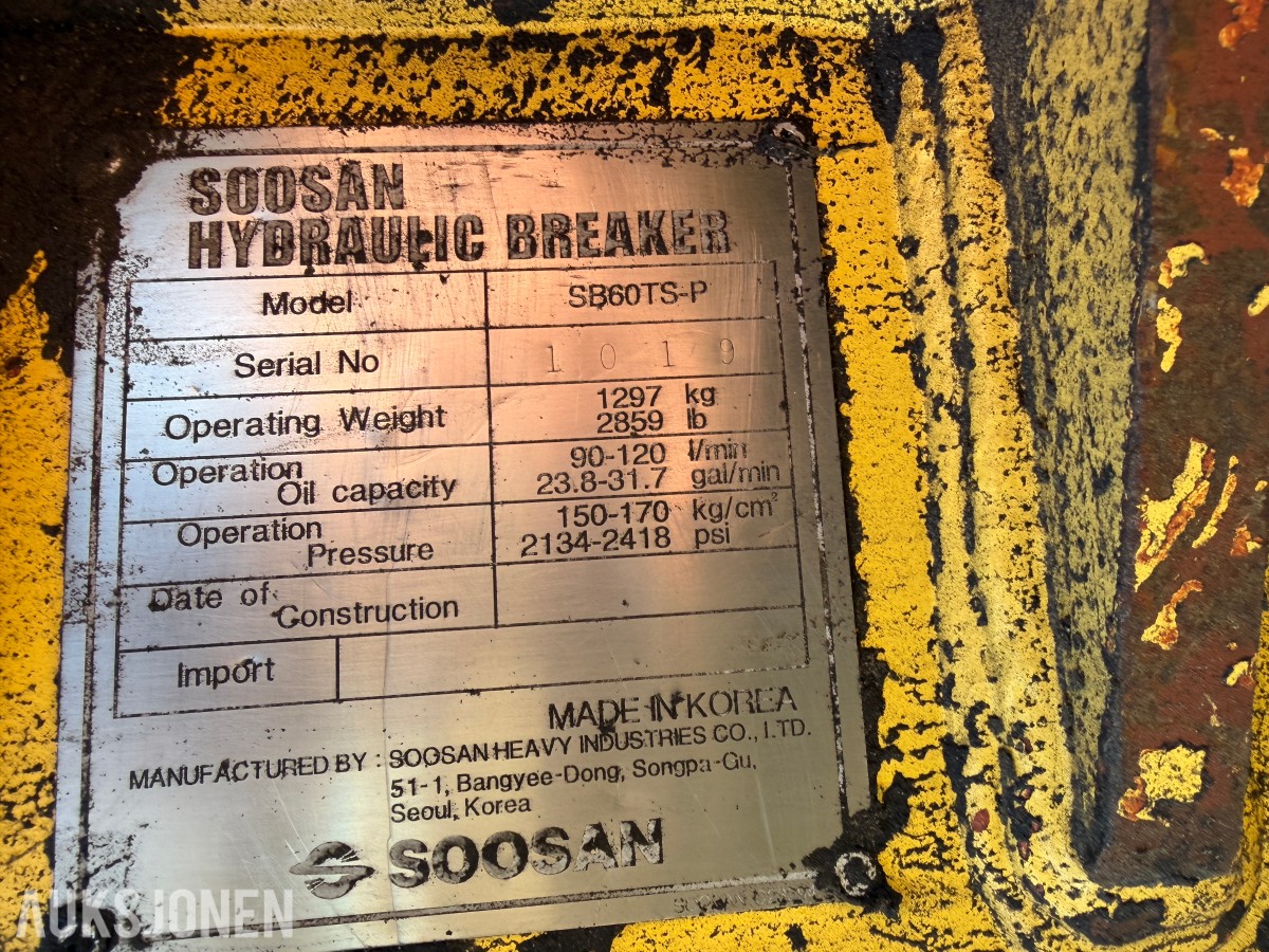 Soosan SB60TS-P hydraulisk hammer med S60-feste