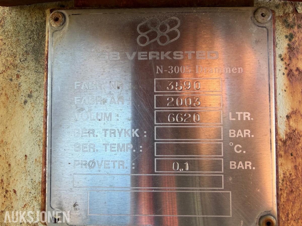 2003 SB Verksted 6620 l ståltank
