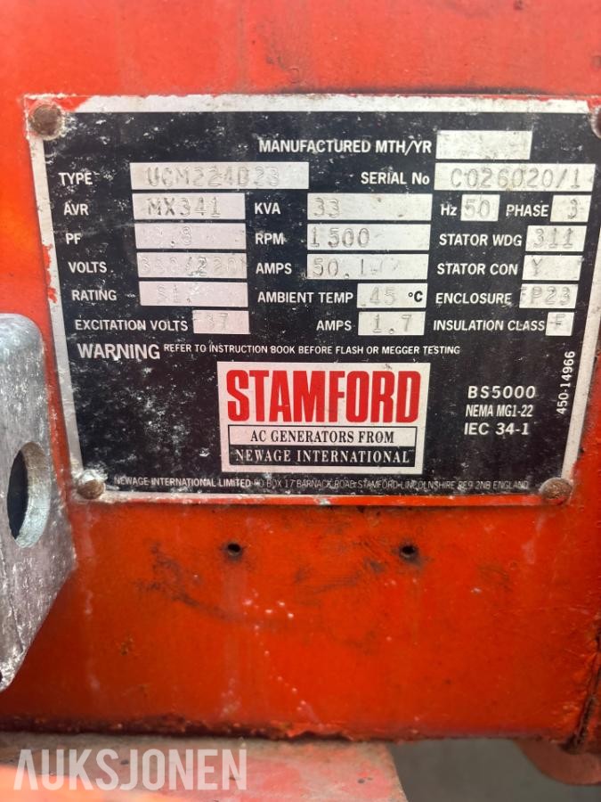 1992 Nordhavn Stamford  generator 30kva 380v