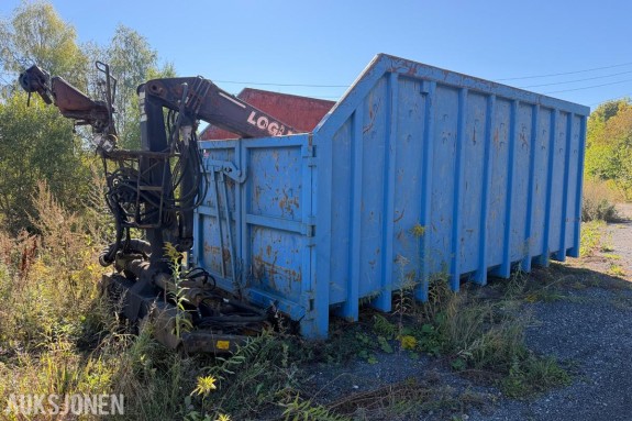 Krokcontainer med Loglift 095 kran