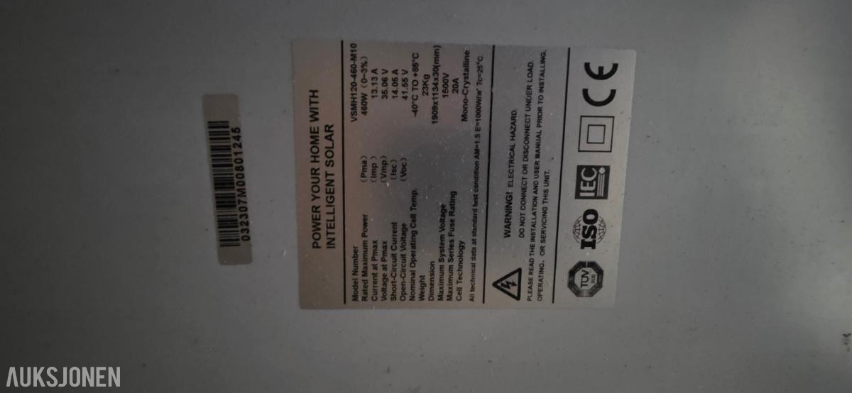 15 stk eu sertifisert solpanel fra JSDSOLAR
