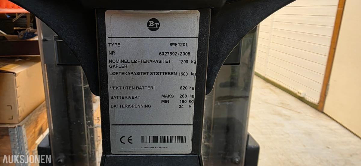 BT SWE 120L elektrisk ledestabler/stablertruck