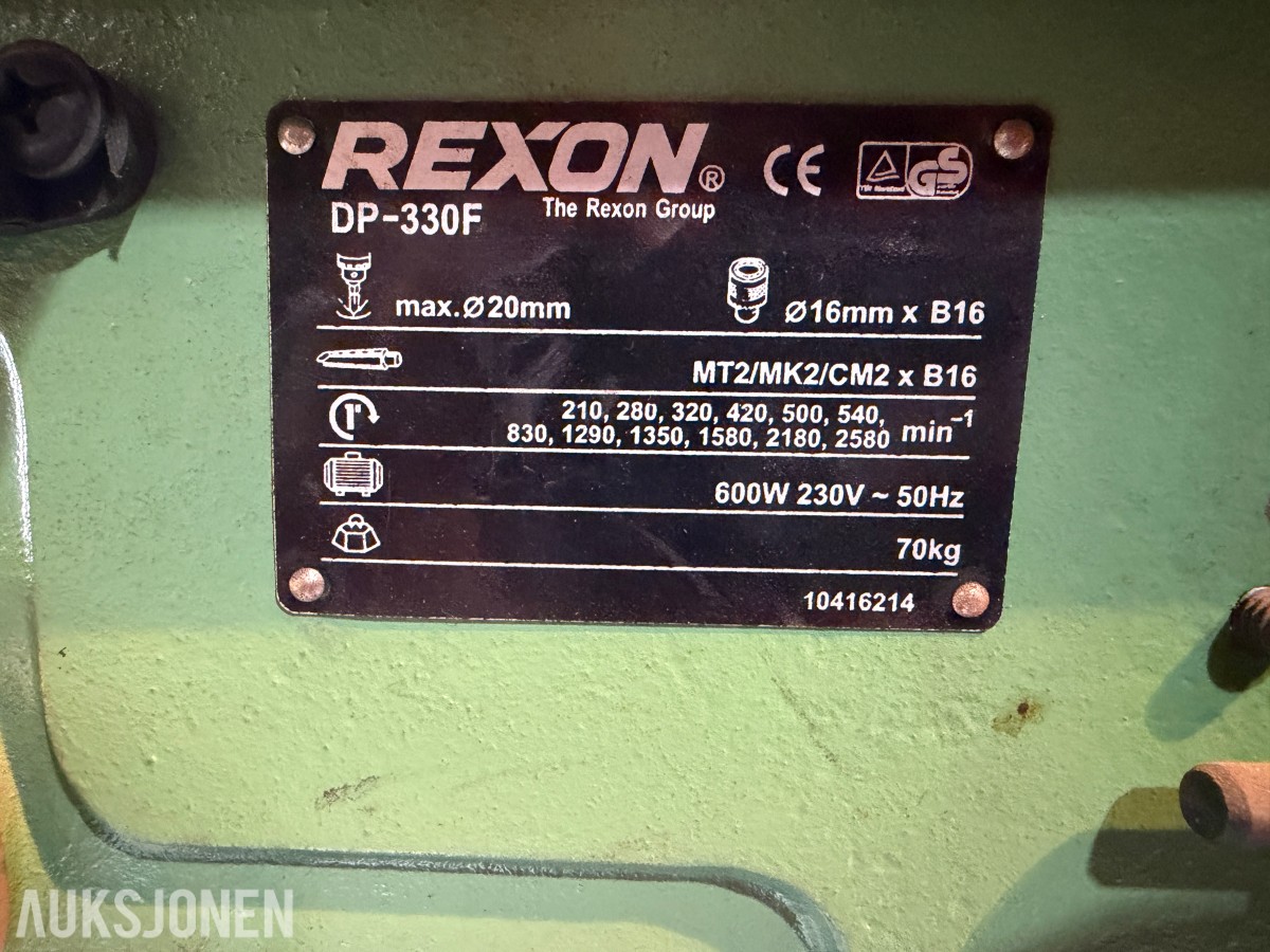 2001 REXON DP-330F SØYLEBOREMASKIN – 230 V