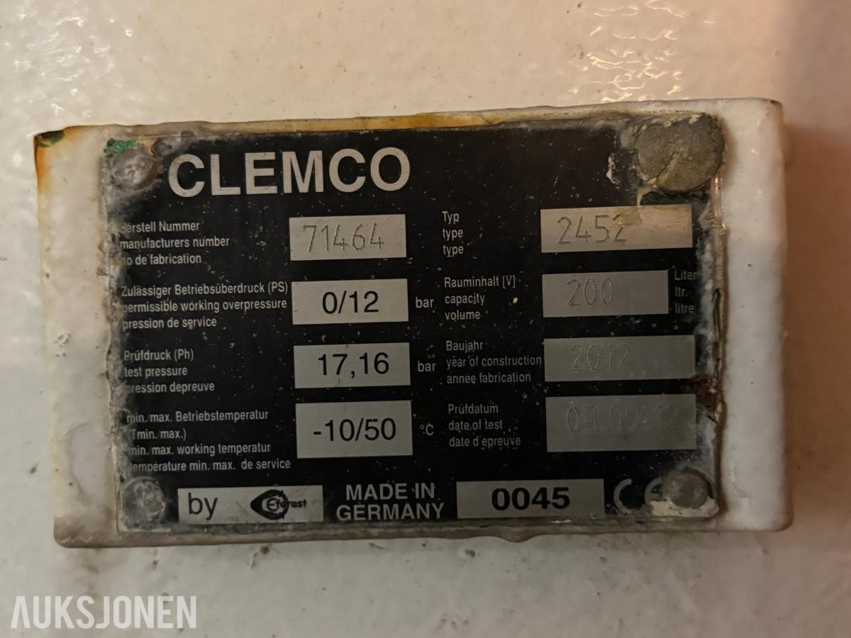 2012 Clemco 2452 blåseklokke 200 liter - 0–12 bar