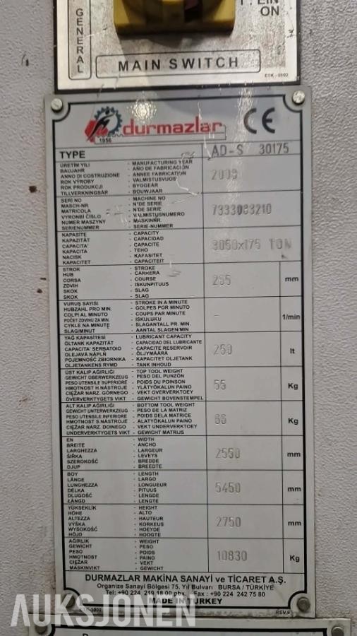 2008 2008 DURMA Kantpresse AD-S 30175 2008 DURMA Kantpresse AD-S 30175
