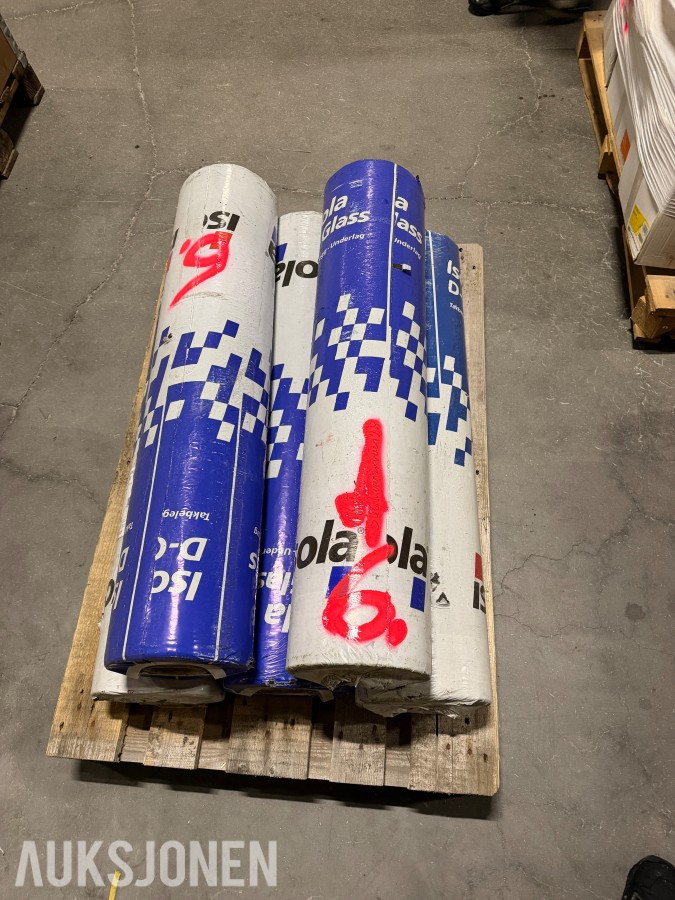 5 ruller Isola D-Glass takpapp / underlag – ubrukt overskuddsmateriell