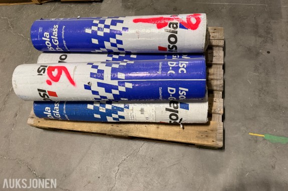 5 ruller Isola D-Glass takpapp / underlag – ubrukt overskuddsmateriell