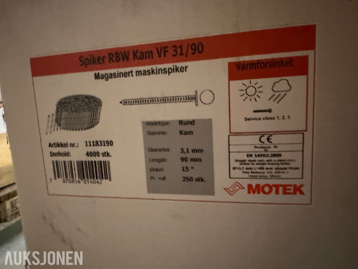 3 KASSER MOTEK MAGASINERT MASKINSPIKER 31/90 CA. 12 000 STK