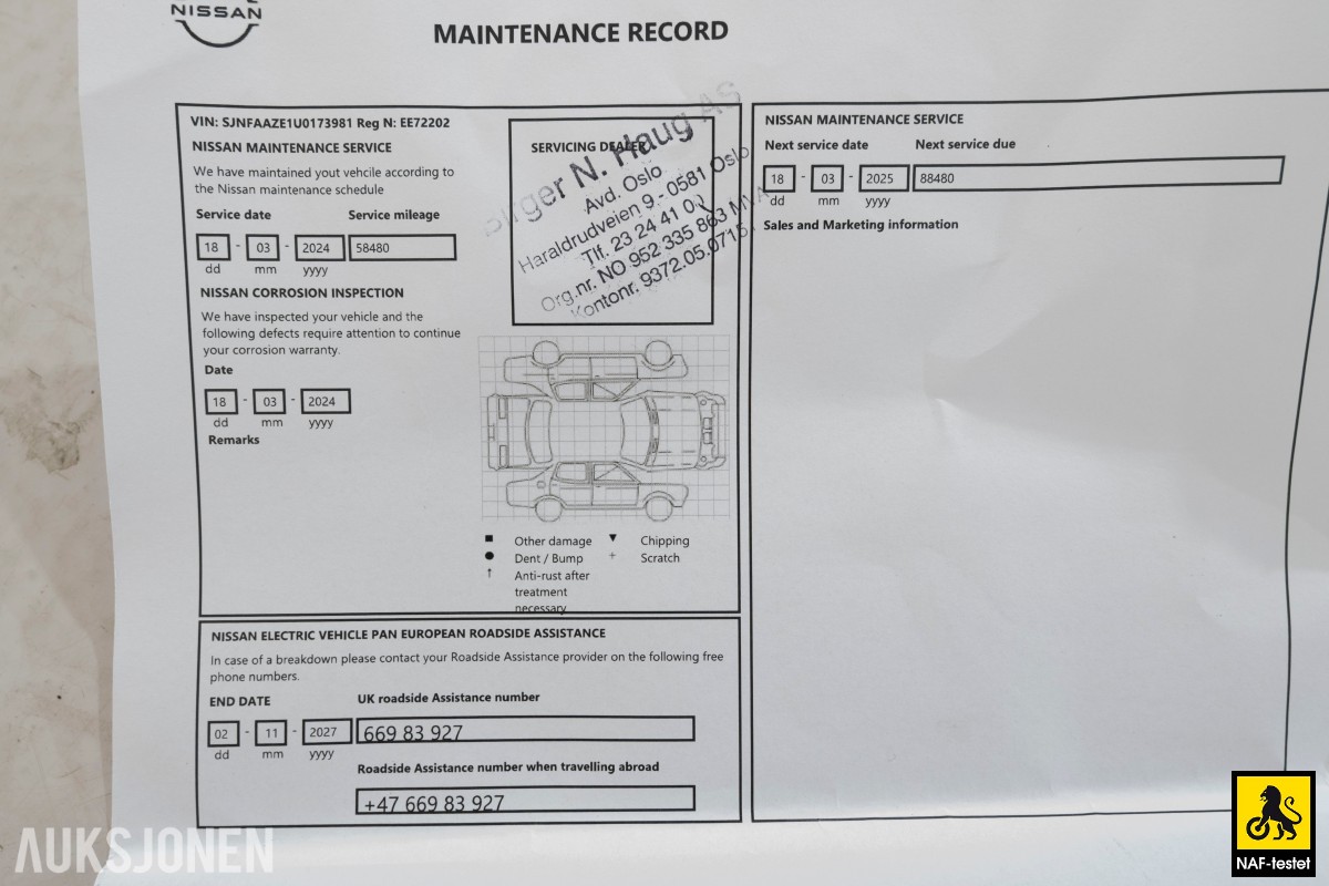2022 Nissan Leaf 62kWH ACC 360 KAMERA VARMER 