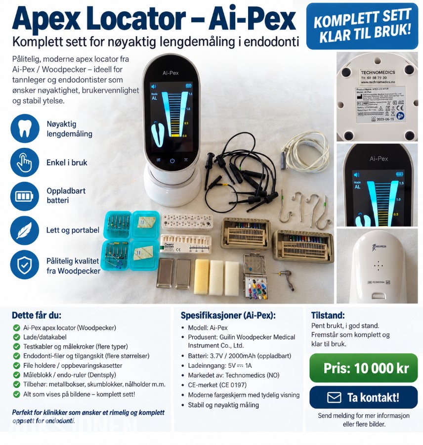 Woodpecker Ai-Pex apexlokator med endodontisk utstyr og tilbehør
