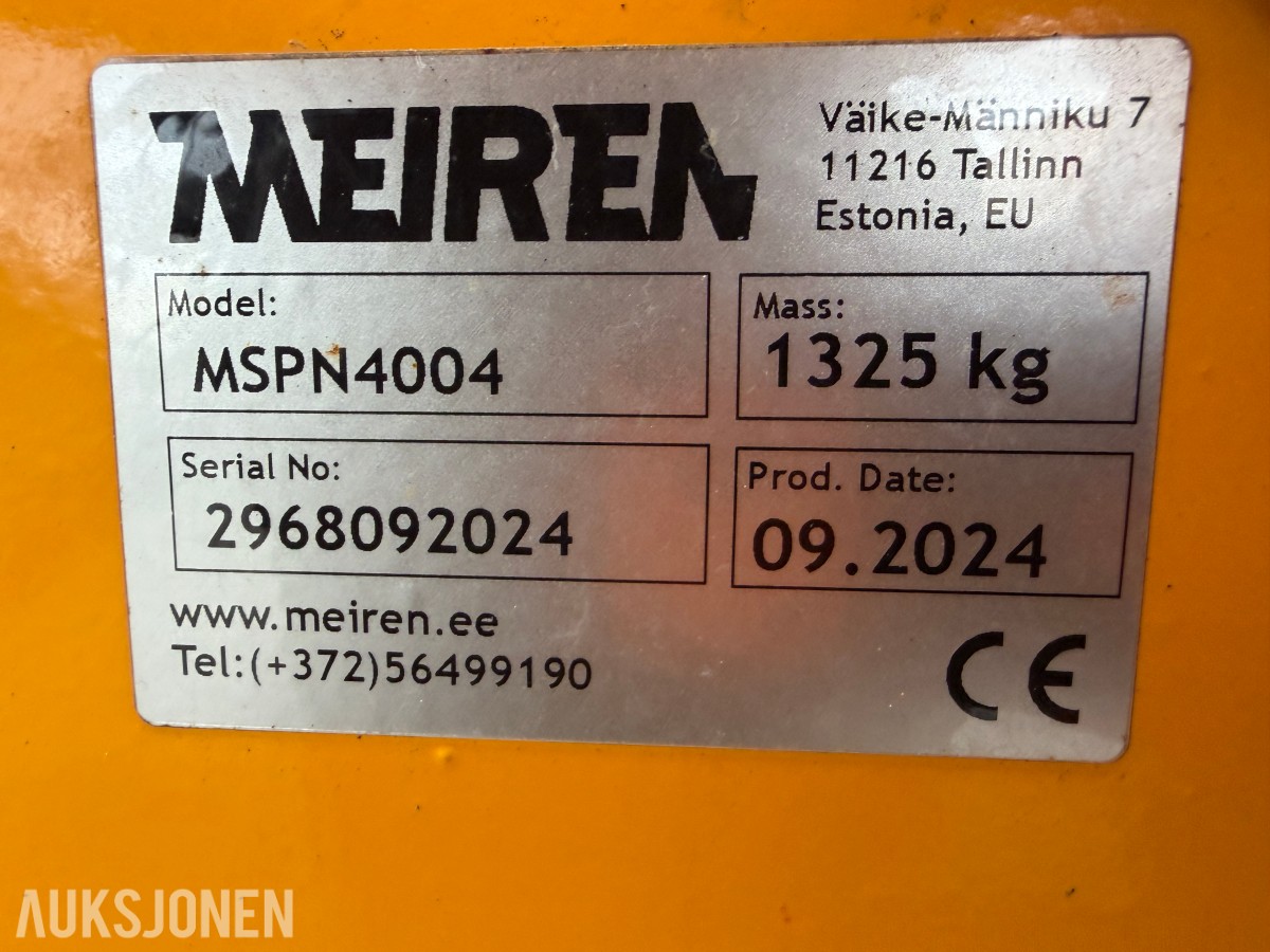 2024 Meiren MSPN4004 - HYDRAULSIK DIAGONALPLOG | SIDESHIFT | HURTIGKOBLING