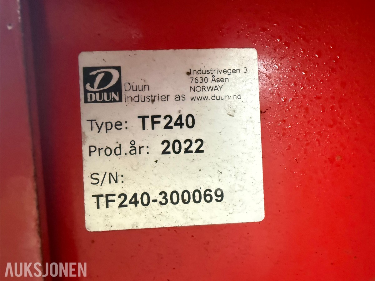 2022 Duun TF240 snøfres – PTO – HYDRAULISK SVING OG NEDBREKK PÅ TUT