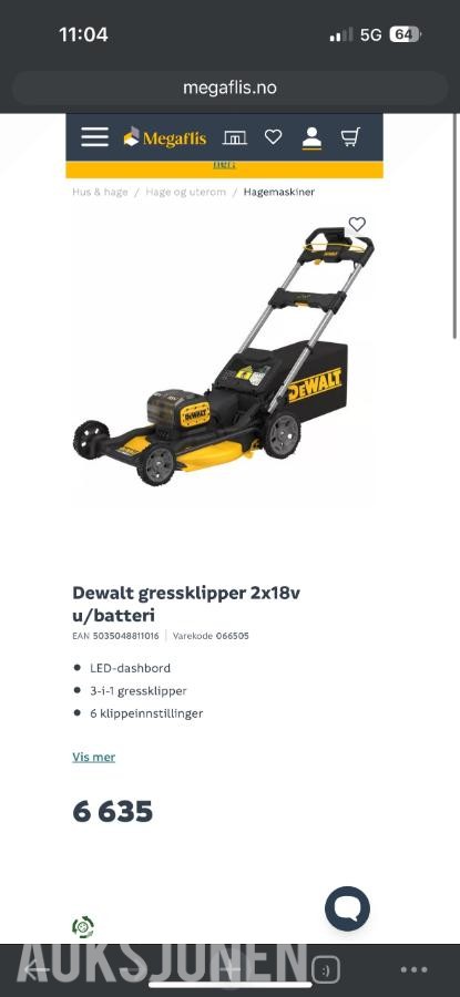 2026 DeWalt XR 2x18V DCMWP134N Gressklipper