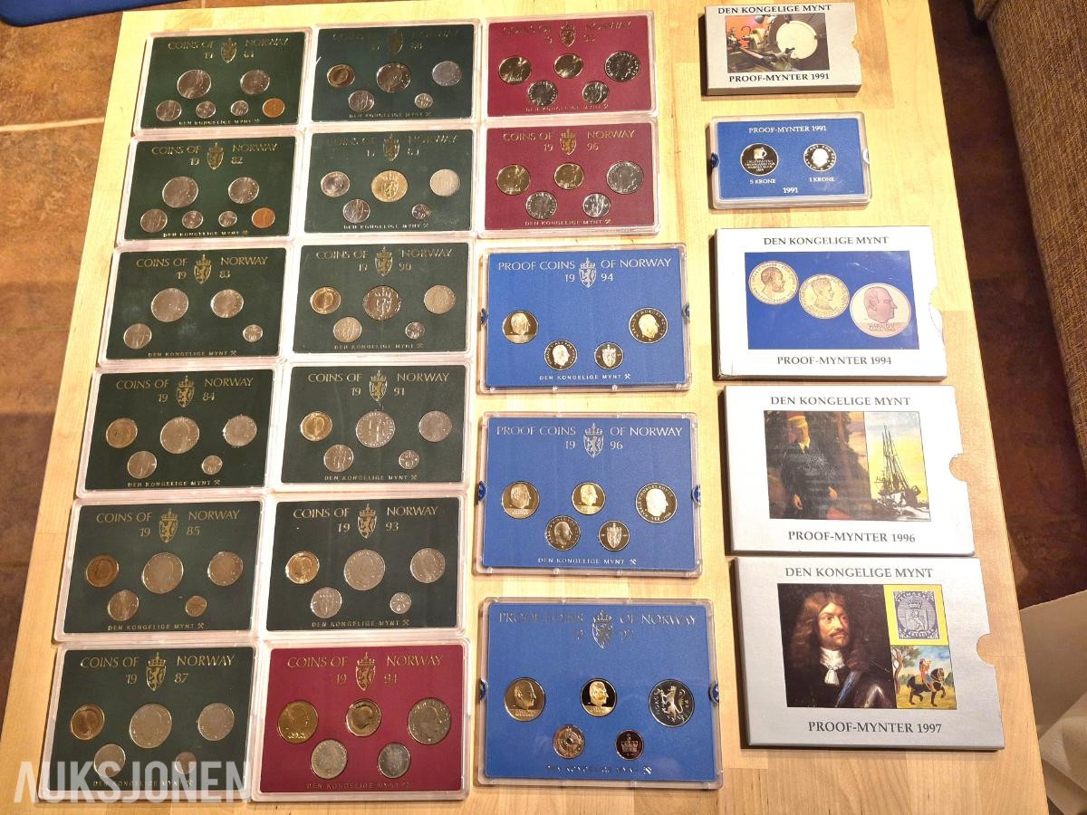 Norges bank-Myntsett samling - Proofcoin 1981-1997