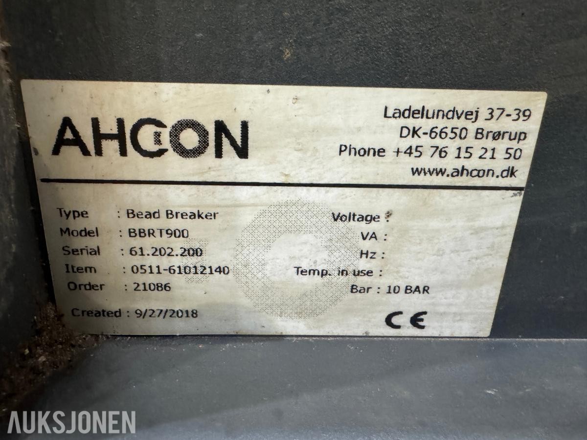 2018 AHCON BBRT900 dekkmaskin - bead breaker 