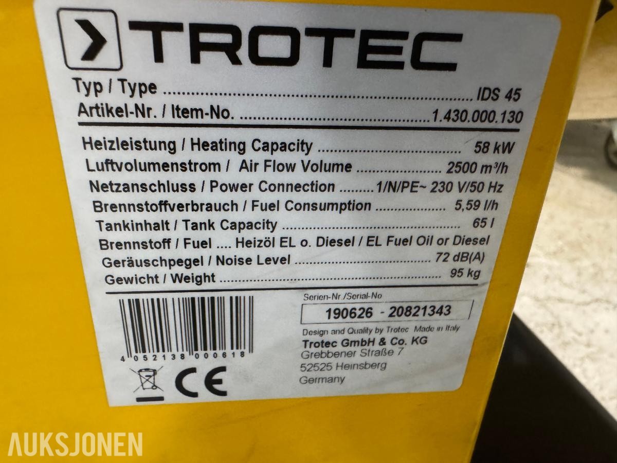 Trotec IDS 45 dieselvarmer/byggvarmer.