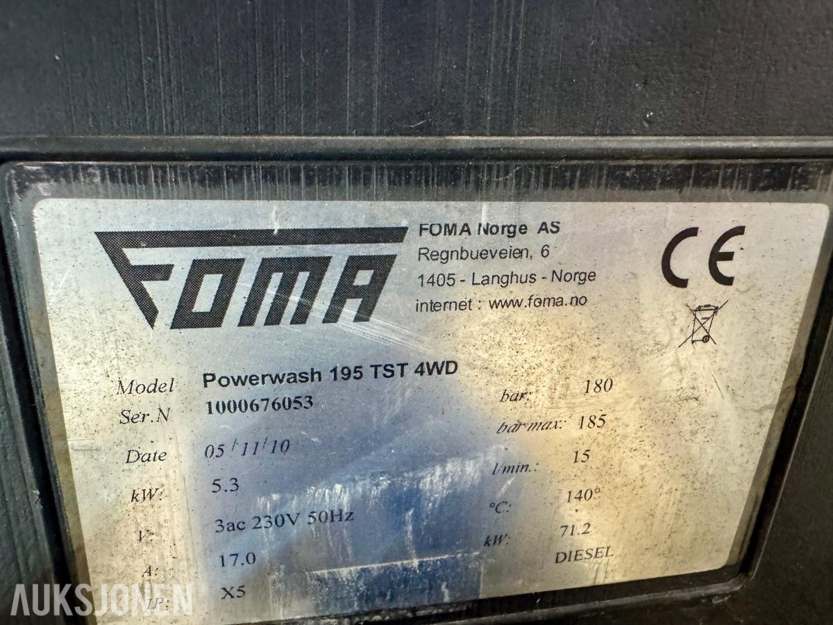 2010 Foma Powerwash 195 TST 4WD høytrykksvasker med dieseloppvarming