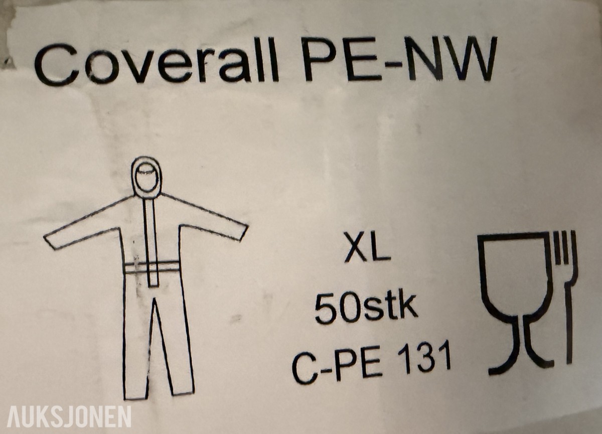 ENGANGSDRESSER / BESKYTTELSESDRESSER COVERALL PE-NW XL – 50 STK – NYE