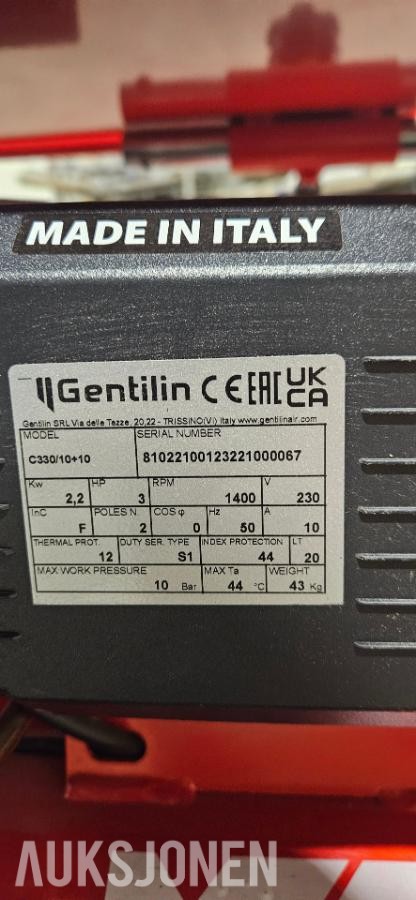 2025 Gentilin C330/10+10 elektrisk kompressor