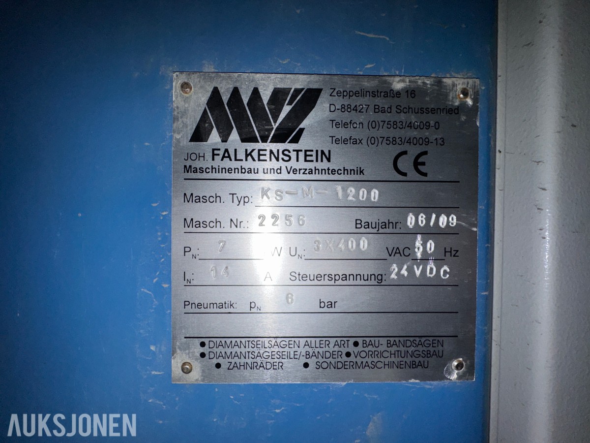2009 MVZ Joh. Falkenstein Maschinenbau und Verzahntechnik KS-M-1200 - Wiresag / Steinsag