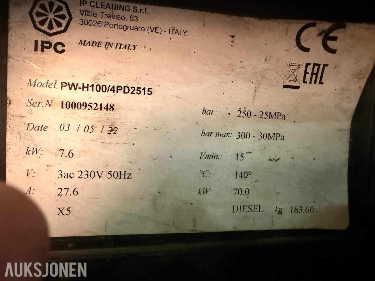 2022 FOMA PW-H100/4PD2515 varmtvannsvasker