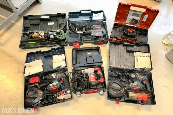 Bosch, Milwaukee, Hitachi og Fein 6 elektroverktøy