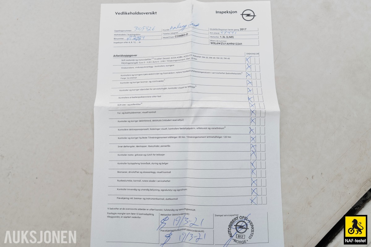 2017 Opel COMBO 1.2 D 95HK HENGERFESTE KLIMA SKYVEDØRER