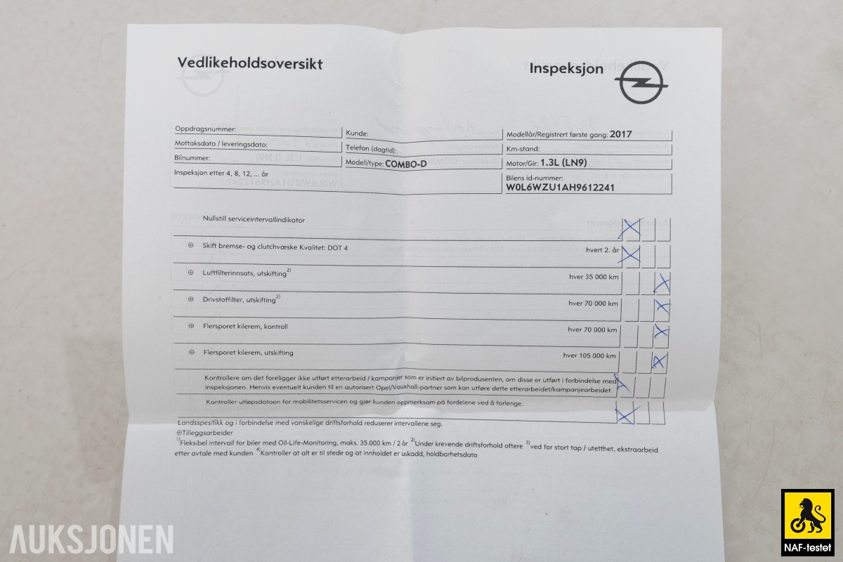 2017 Opel COMBO 1.2 D 95HK HENGERFESTE KLIMA SKYVEDØRER